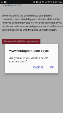 permanent remove instagram account